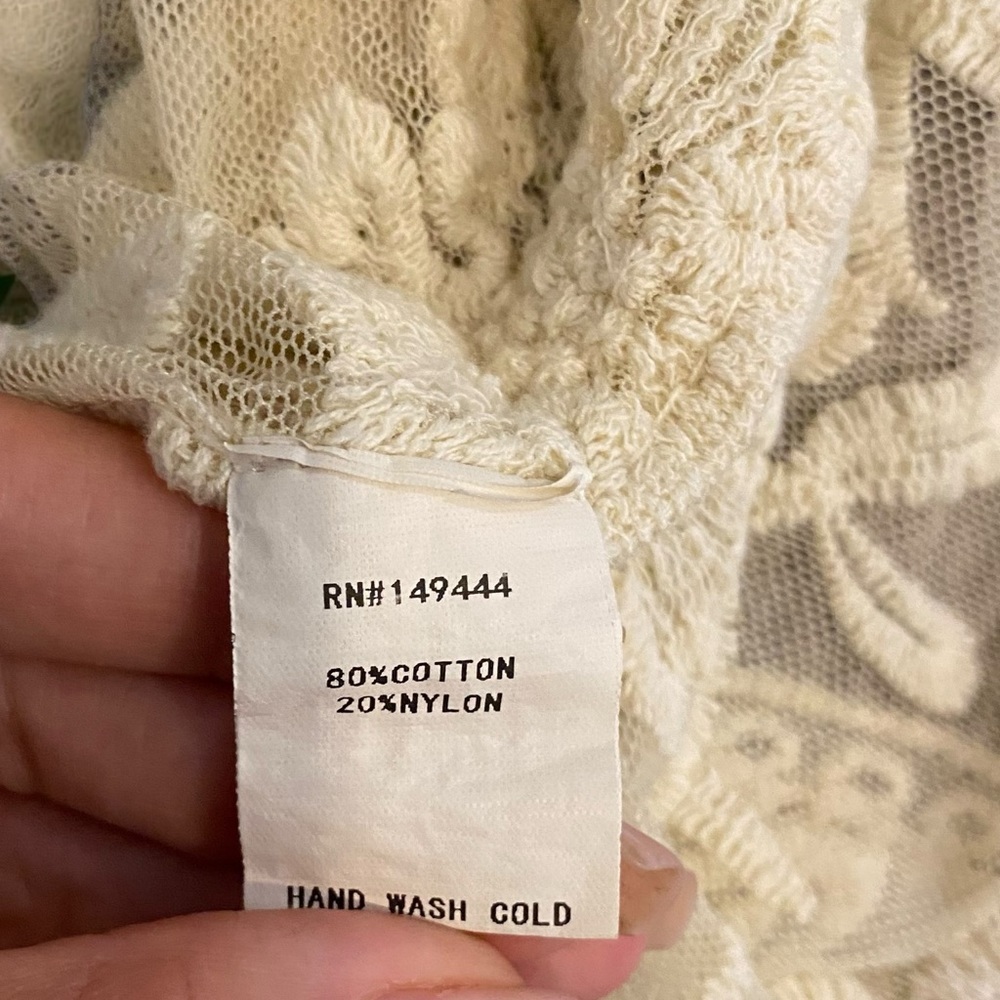 SOLD Boho Open Front Lace Kimono Semi Sheer - Picture 11 of 11